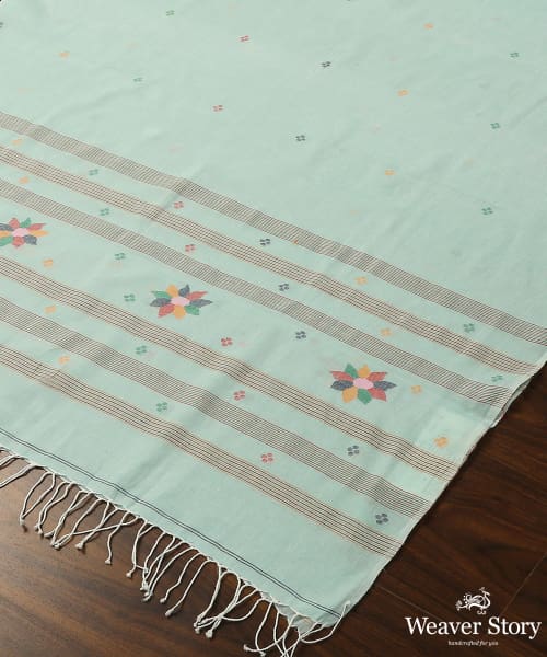 Light_Blue_Handloom_Pure_Malmal_Dhakai_Jamdani_Dupatta_WeaverStory_03
