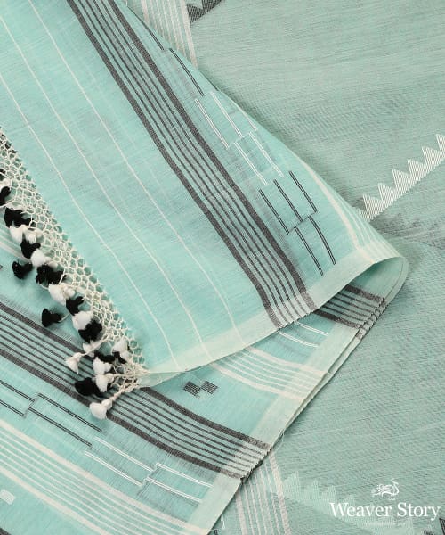 Green_Handloom_Pure_Malmal_Dhakai_Jamdani_Dupatta_WeaverStory_04