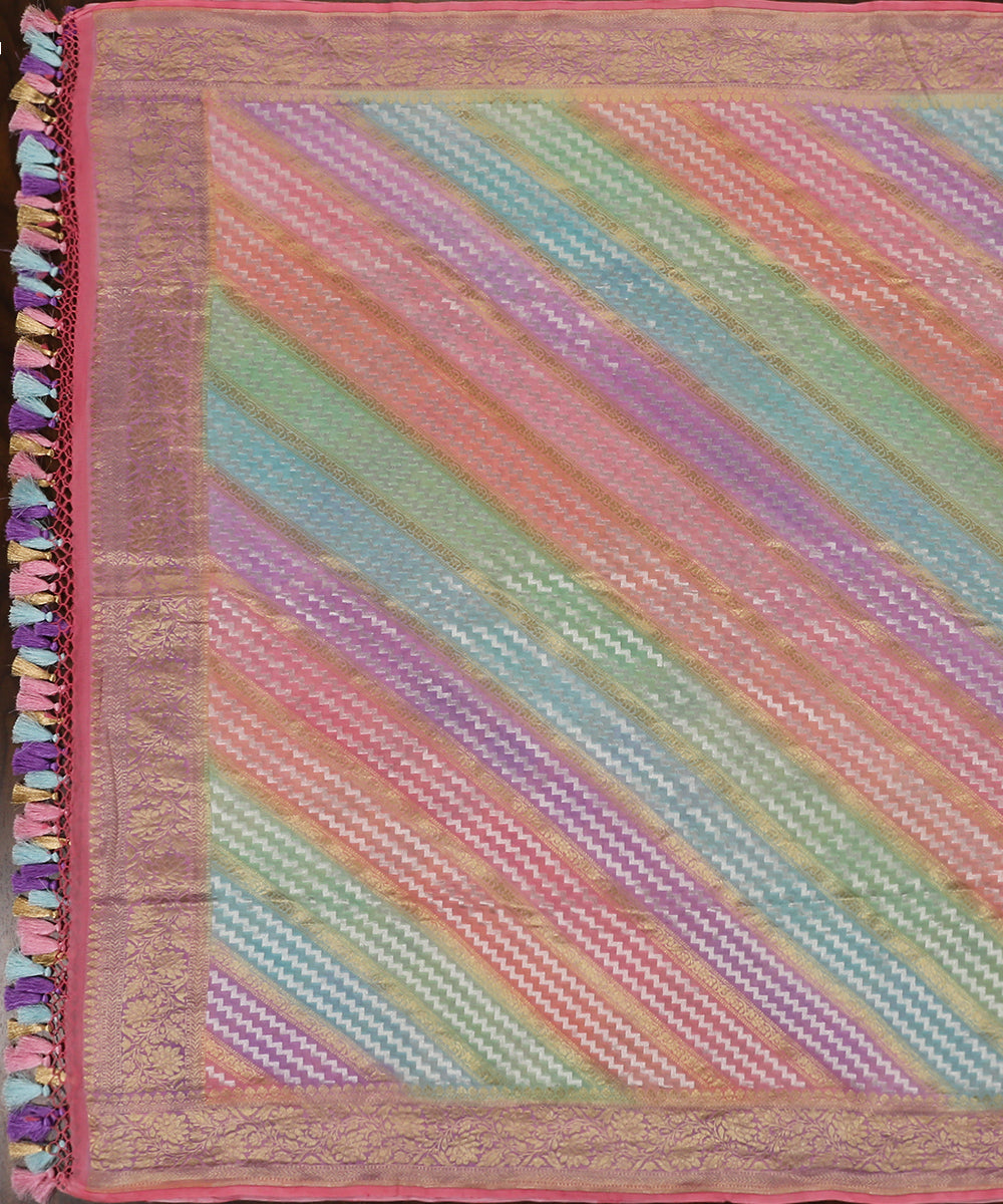 Handloom_Pink_And_Purple_Pure_Georgette_Banarasi_Rangkat_Dupatta_WeaverStory_02