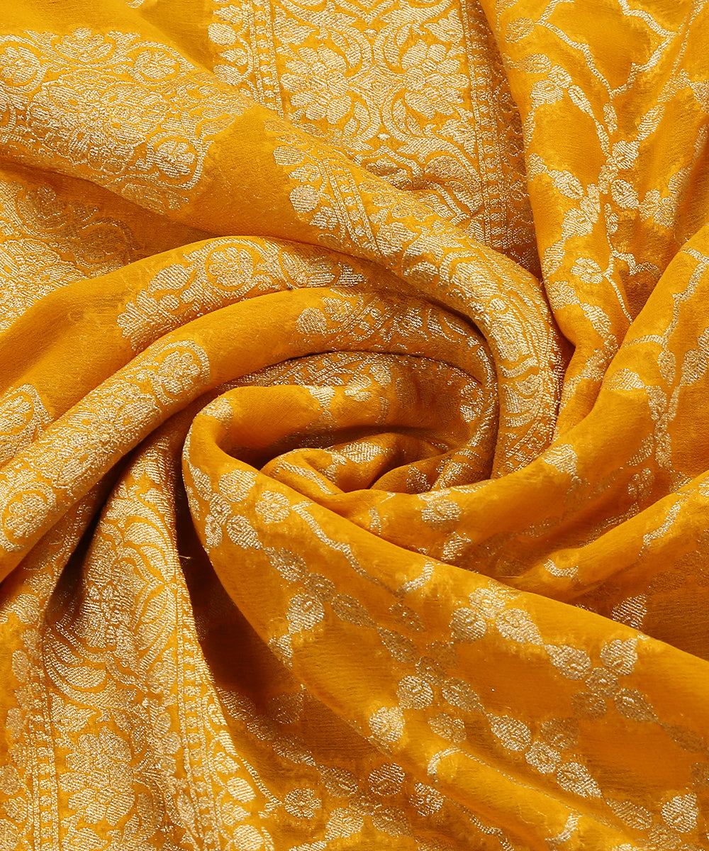 Mustard_Handloom_Pure_Georgette_Banarasi_Dupatta_With_All_Over_Cutwork_Jaal_WeaverStory_05