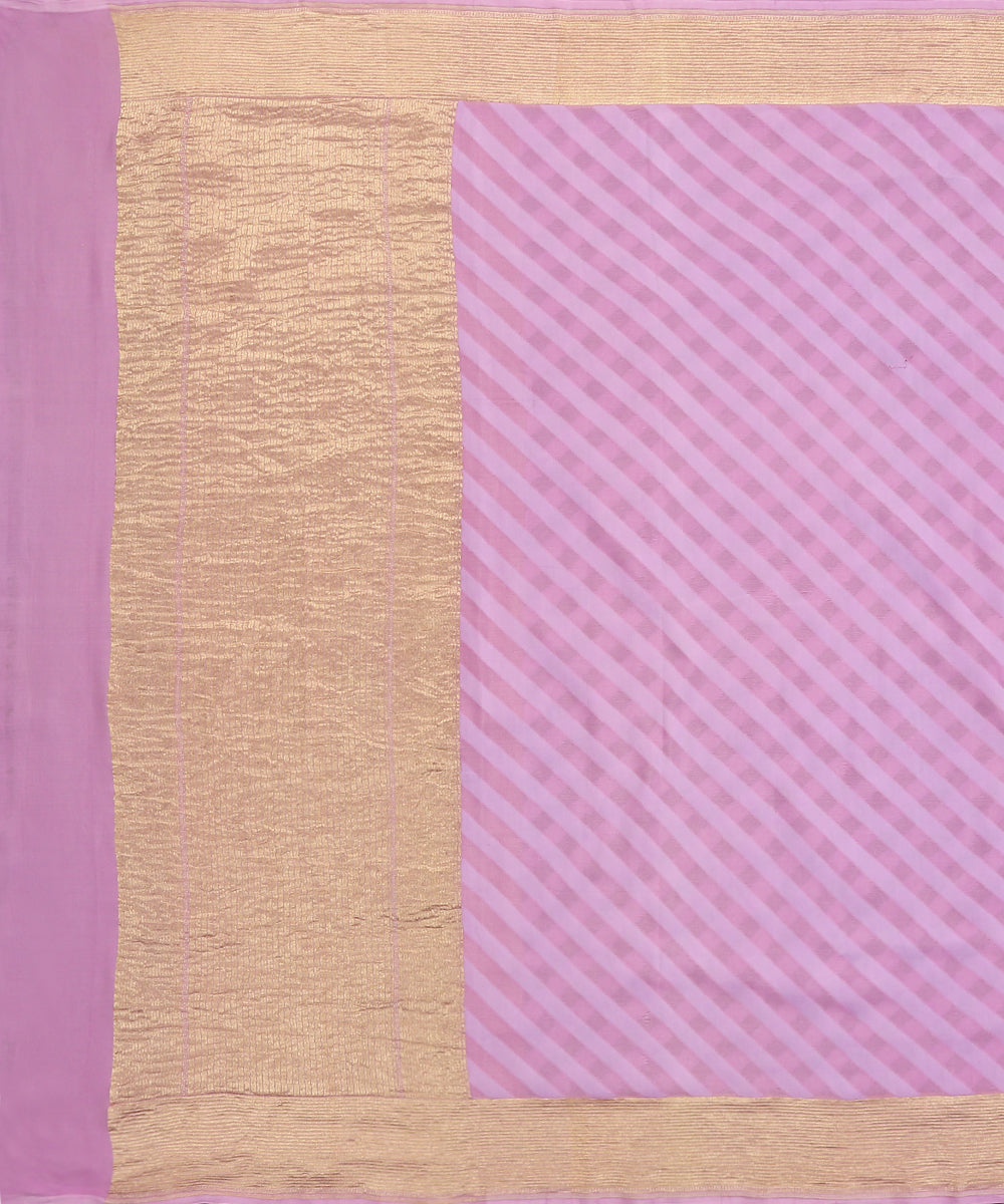 Handloom_Lavender_Pure_Georgette_Striped_Banarasi_Dupatta_With_Golden_Zari_Border_WeaverStory_02