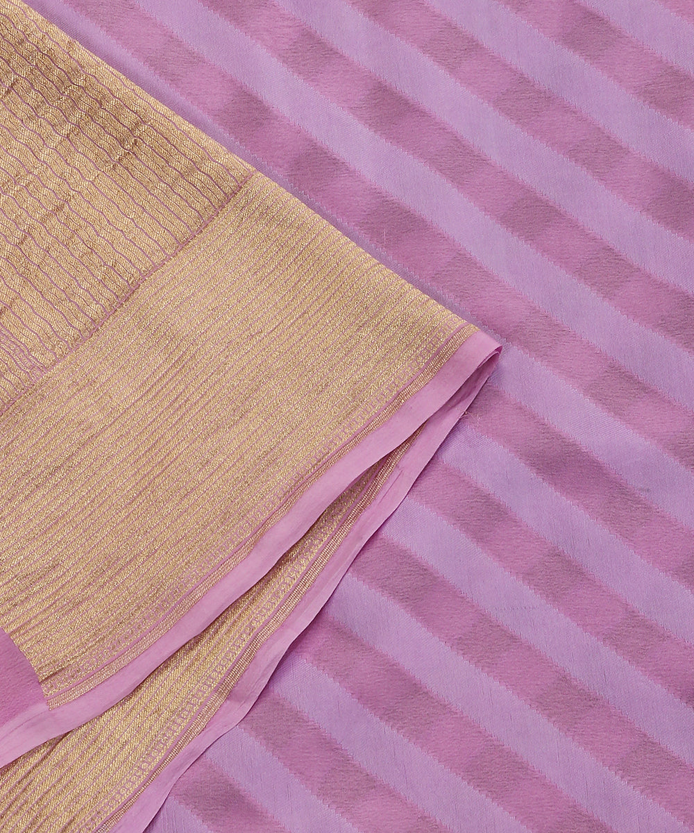 Handloom_Lavender_Pure_Georgette_Striped_Banarasi_Dupatta_With_Golden_Zari_Border_WeaverStory_04