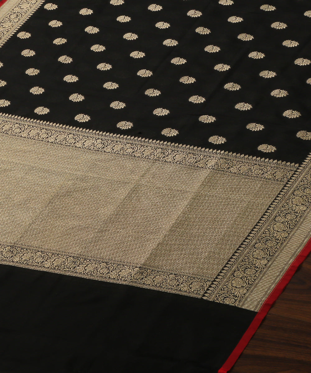 Handloom_Black_Pure_Katan_Georgette_Banarasi_Dupatta_With_All_Over_Cutwork_Booti_WeaverStory_03