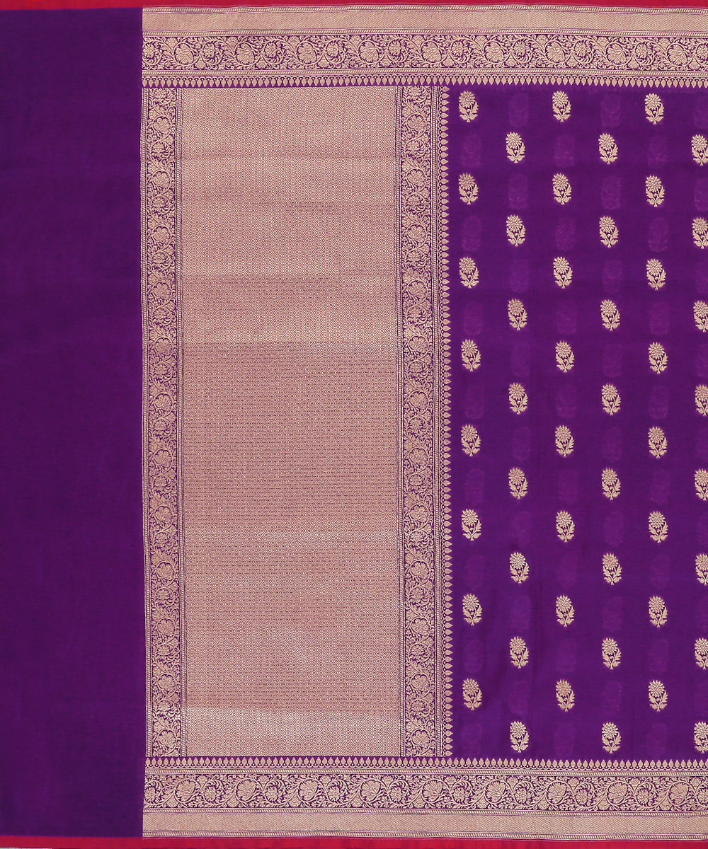 Violet_Handloom_Pure_Katan_Georgette_Banarasi_Dupatta_With_All_Over_Cutwork_Sunflower_Booti_WeaverStory_02