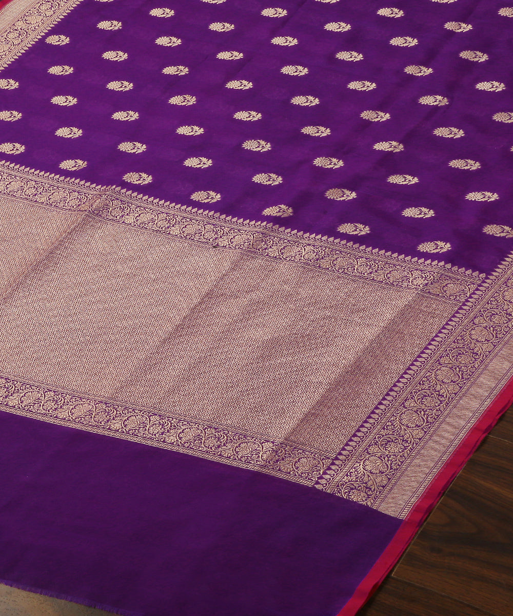 Violet_Handloom_Pure_Katan_Georgette_Banarasi_Dupatta_With_All_Over_Cutwork_Sunflower_Booti_WeaverStory_03