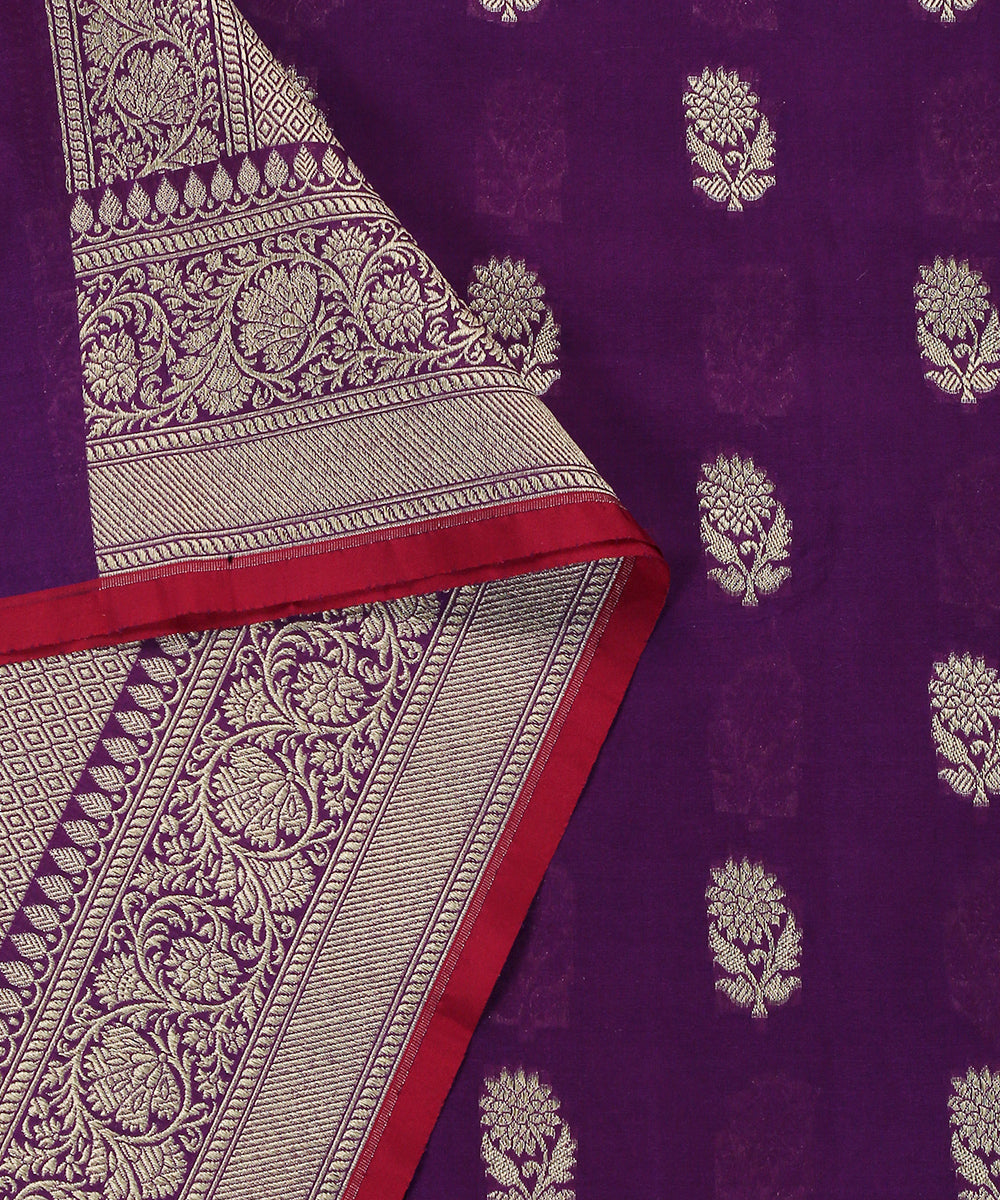 Violet_Handloom_Pure_Katan_Georgette_Banarasi_Dupatta_With_All_Over_Cutwork_Sunflower_Booti_WeaverStory_04