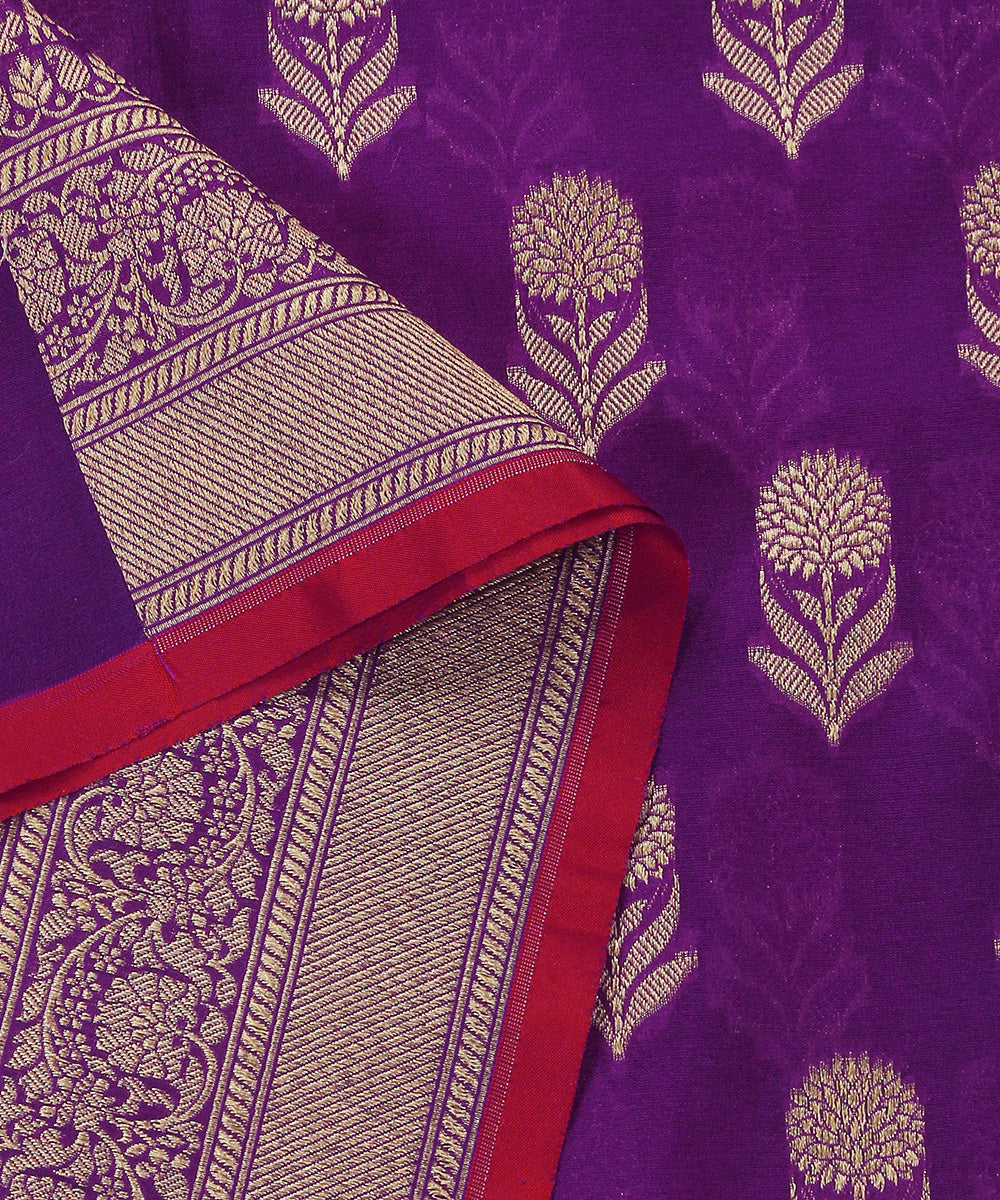 Handloom_Violet_Pure_Katan_Georgette_Banarasi_Dupatta_With_All_Over_Cutwork_Booti_WeaverStory_04