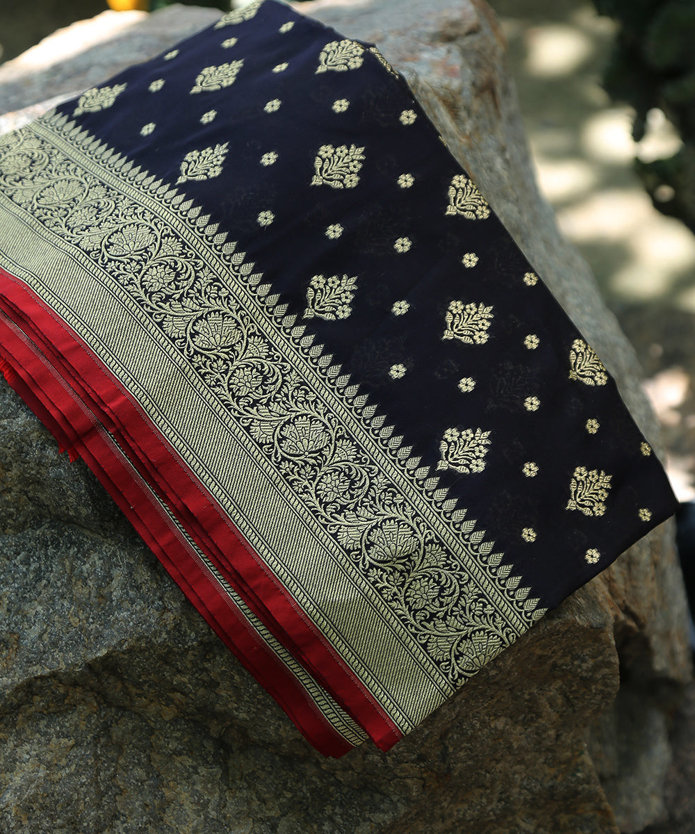 Navy_Blue_Handloom_Pure_Katan_Georgette_Banarasi_Dupatta_With_All_Over_Booti_WeaverStory_01