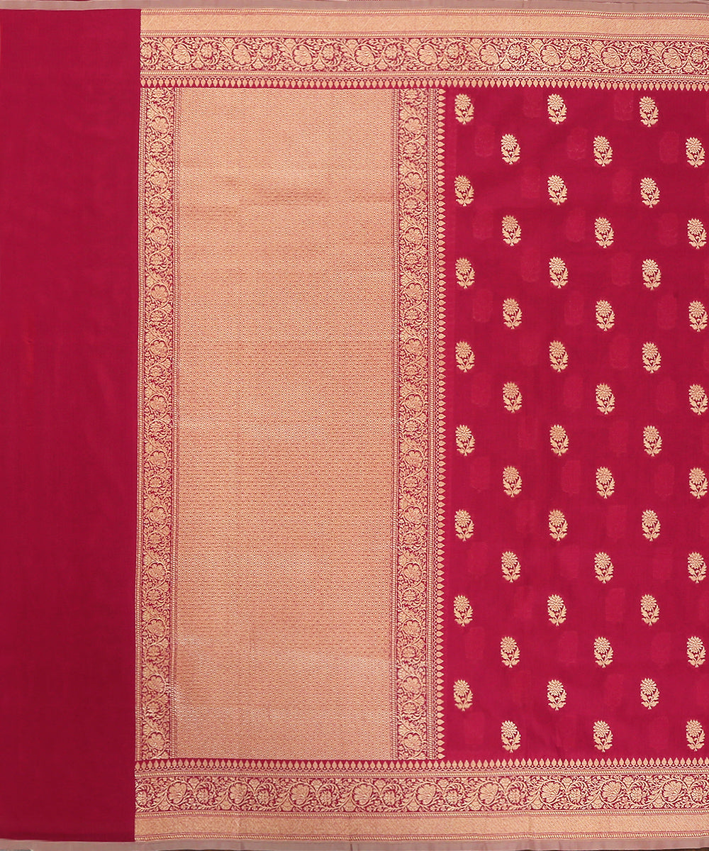 Handloom_Magenta_Pure_Katan_Georgette_Banarasi_All_Over_Cutwork_Dupatta_With_Border_WeaverStory_02