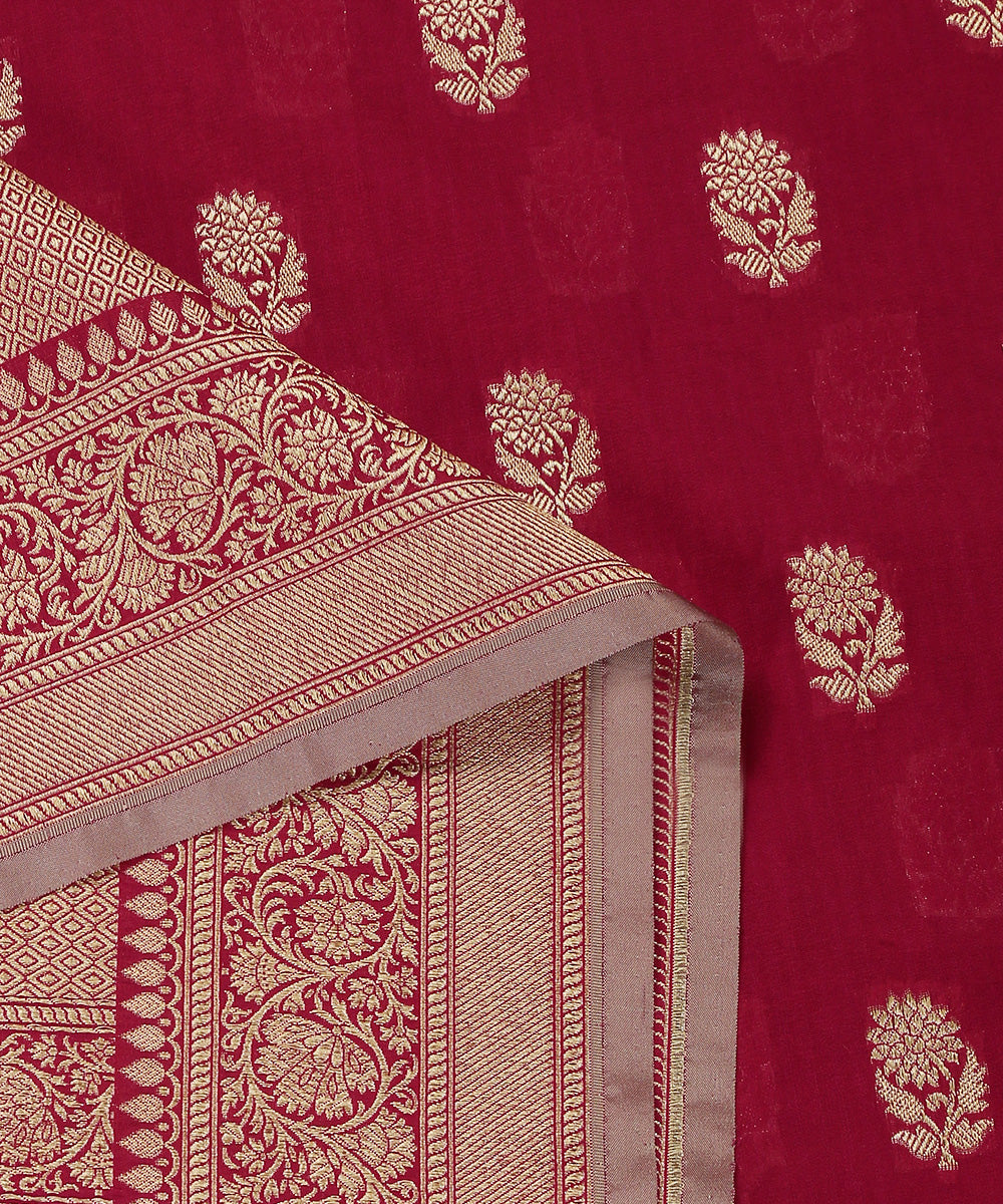 Handloom_Magenta_Pure_Katan_Georgette_Banarasi_All_Over_Cutwork_Dupatta_With_Border_WeaverStory_04