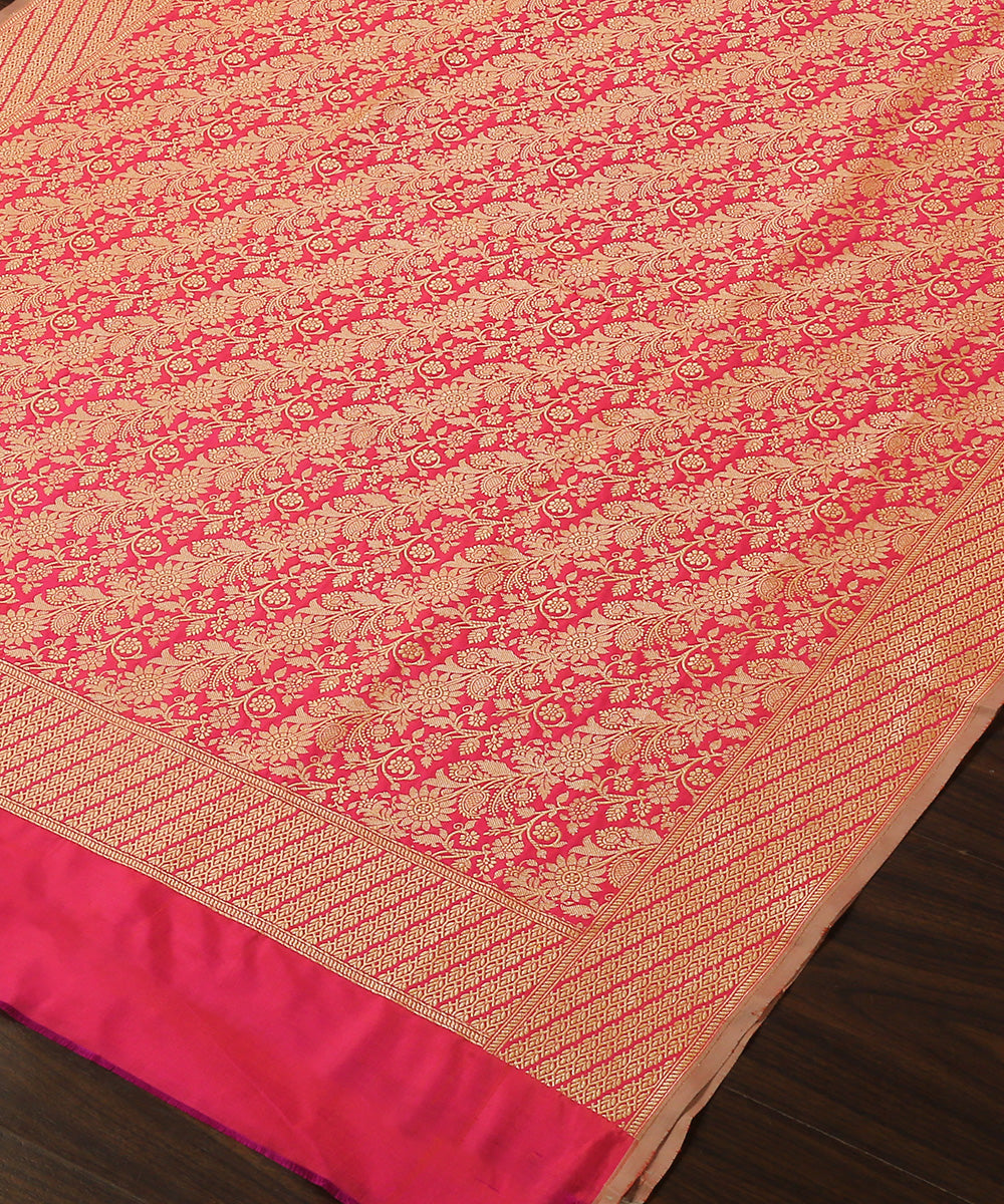 Hot_Pink_Double_Shade_Handloom_Pure_Katan_Silk_Banarasi_Kimkhab_Dupatta_WeaverStory_03