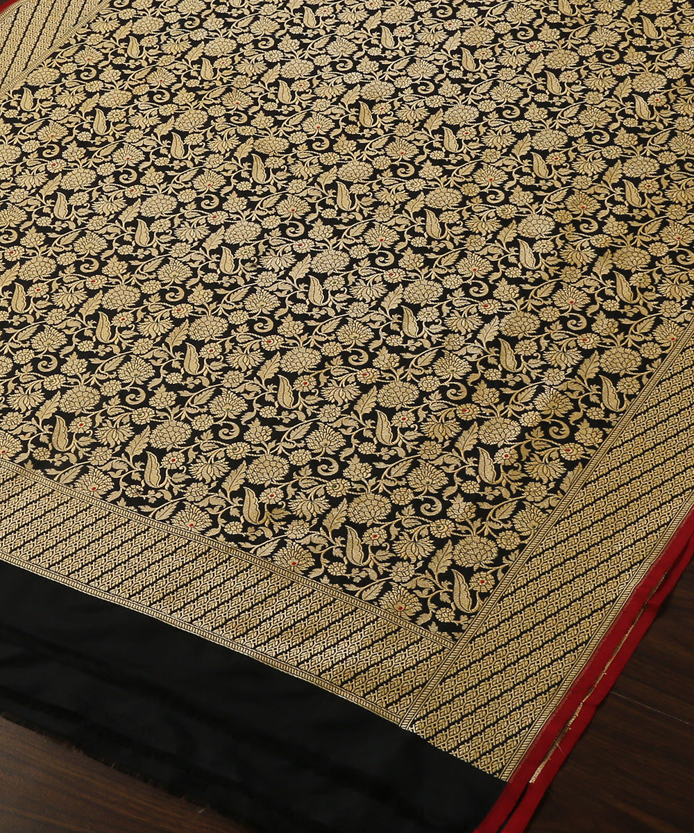 Black_Handloom_Pure_Katan_Silk_Kimkhab_Banarasi_Dupatta_With_Meenakari_WeaverStory_03