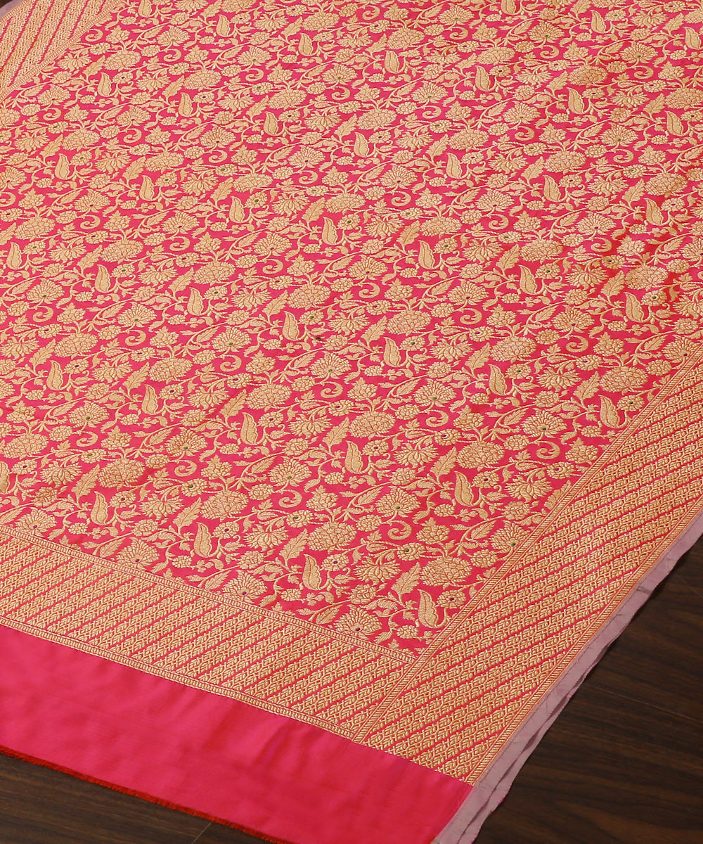 Handloom_Hot_Pink_Double_Shade_Pure_Katan_Silk_Kimkhab_Banarasi_Dupatta_With_Meenakari_WeaverStory_03