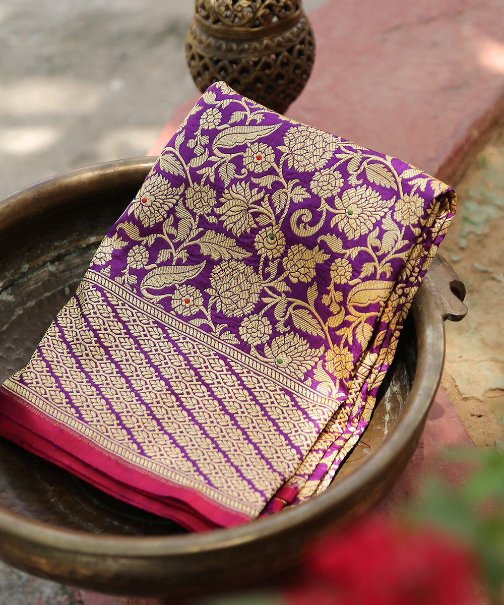 Violet_Handloom_Pure_Katan_Silk_Kimkhab_Banarasi_Dupatta_With_Meenakari_WeaverStory_01