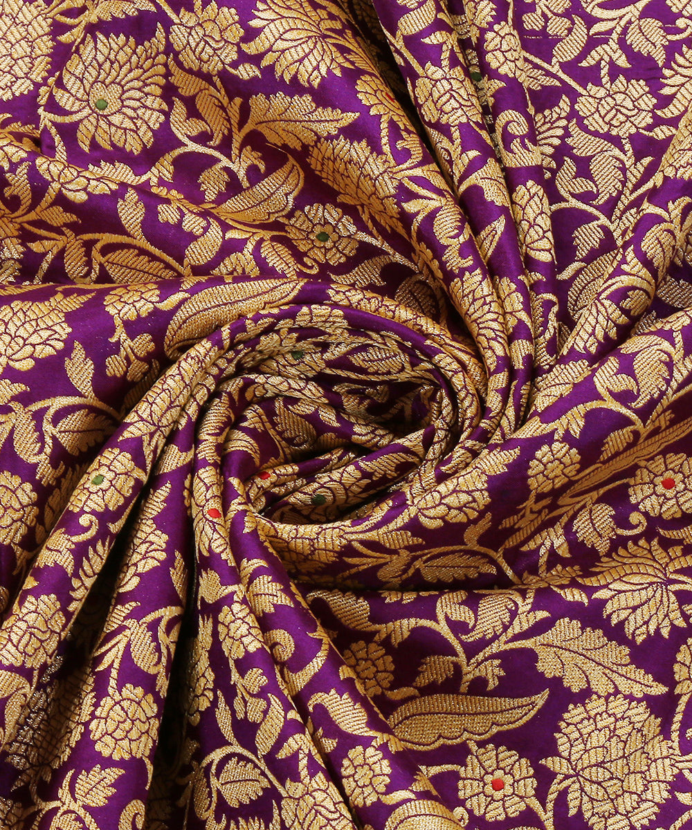 Violet_Handloom_Pure_Katan_Silk_Kimkhab_Banarasi_Dupatta_With_Meenakari_WeaverStory_05