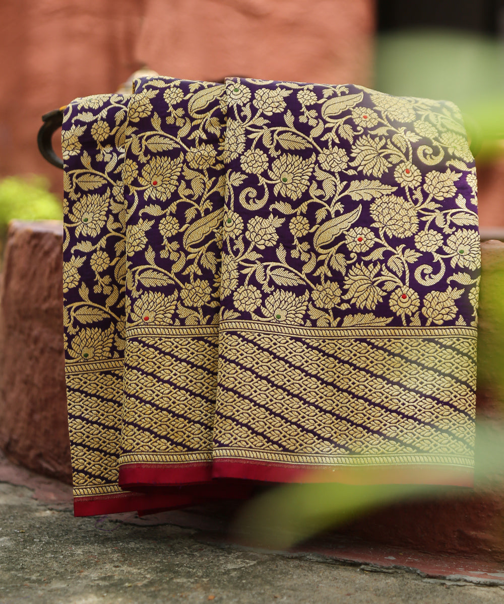 Dark_Violet_Handloom_Pure_Katan_Silk_Kimkhab_Banarasi_Dupatta_With_Meenakari_WeaverStory_01