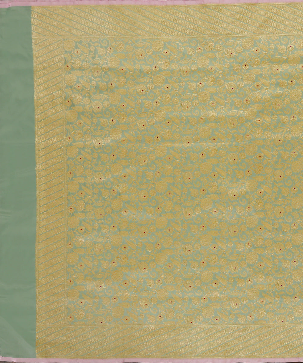 Handloom_Pastel_Sage_Green_Pure_Katan_Silk_Kimkhab_Banarasi_Dupatta_With_Meenakari_WeaverStory_02