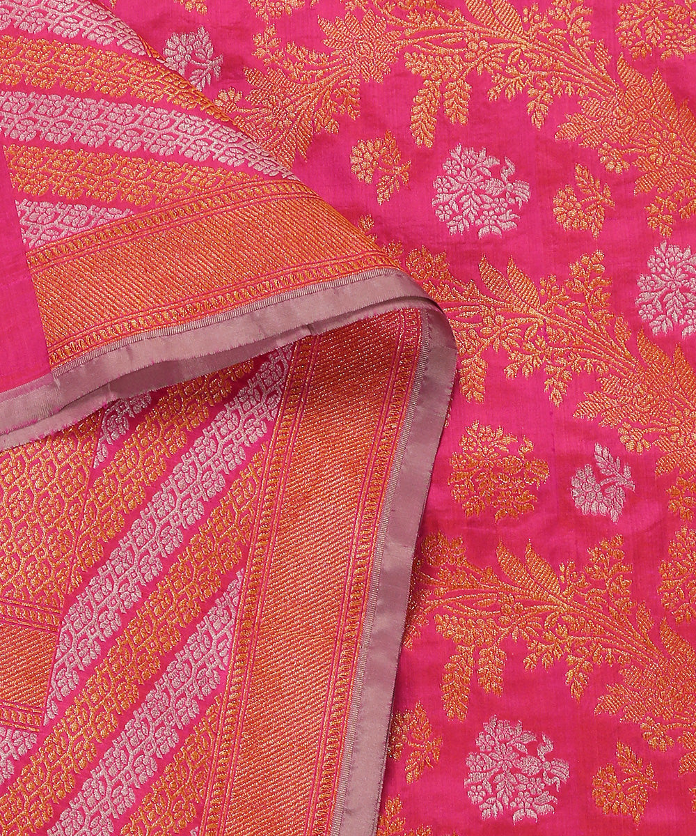 Handloom_Pink_Pure_Katan_Silk_Banarasi_Dupatta_With_Sona_Rupa_Jaal_WeaverStory_04