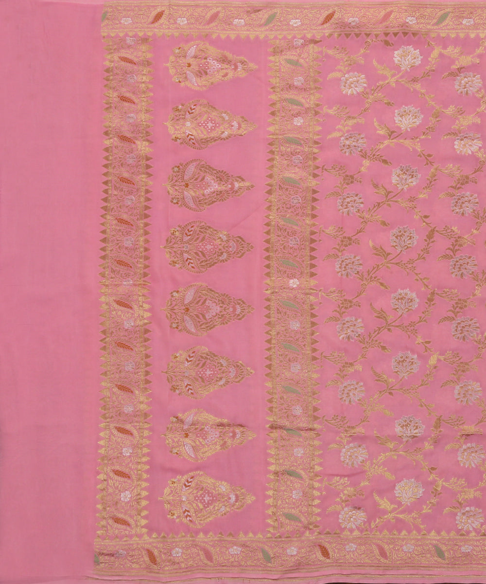 Pink_Handloom_Pure_Georgette_Banarasi_Dupatta_With_Sona_Rupa_Zari_Jaal_WeaverStory_02