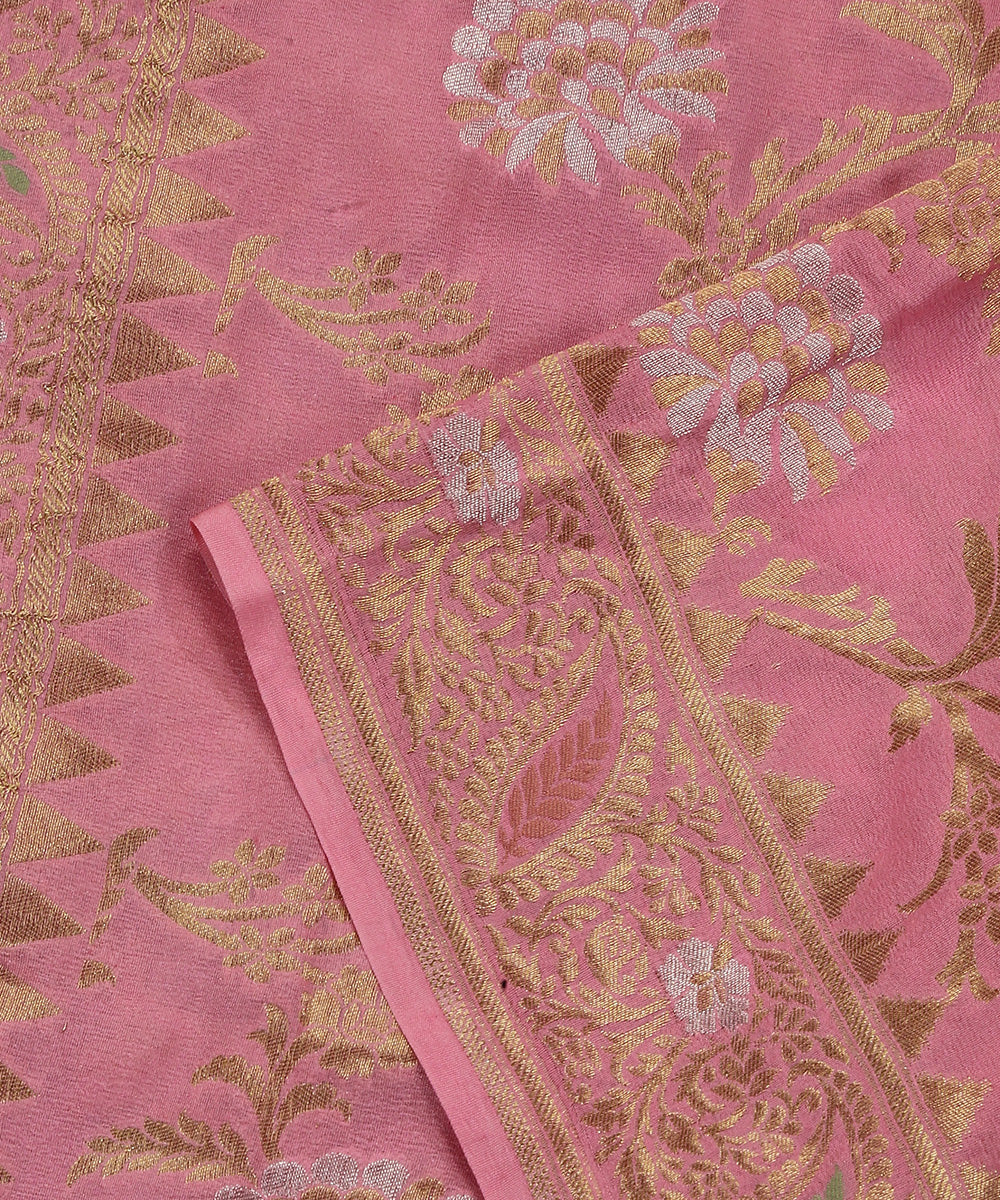 Pink_Handloom_Pure_Georgette_Banarasi_Dupatta_With_Sona_Rupa_Zari_Jaal_WeaverStory_04