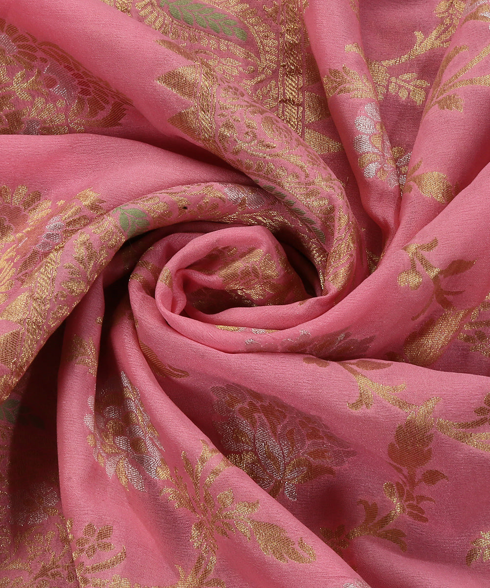 Pink_Handloom_Pure_Georgette_Banarasi_Dupatta_With_Sona_Rupa_Zari_Jaal_WeaverStory_05
