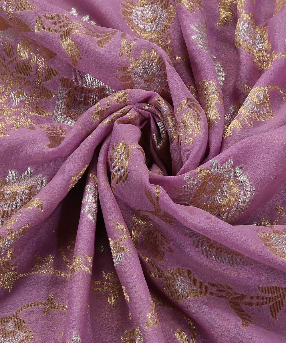 Handloom_Lavender_Pure_Georgette_Banarasi_Dupatta_With_Sona_Rupa_Jaal_WeaverStory_05