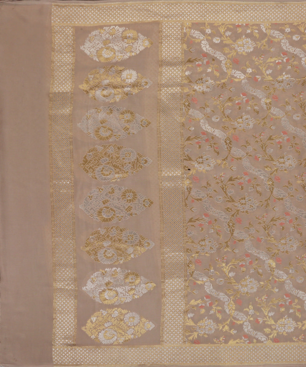 Handloom_Beige_Pure_Georgette_Banarasi_Dupatta_With_Sona_Rupa_Jaal_WeaverStory_02