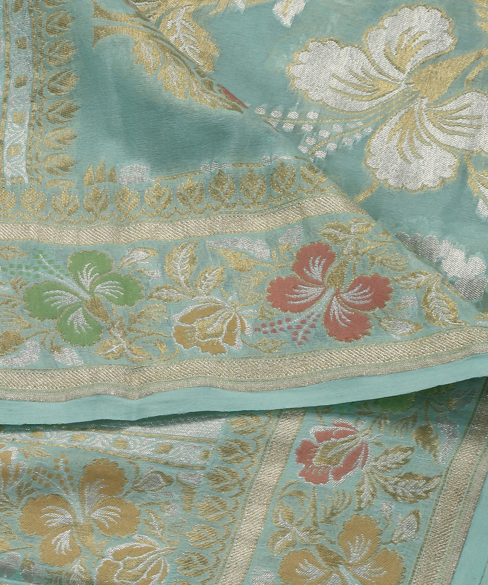 Seafoam_Green_Handloom_Pure_Georgette_Banarasi_Dupatta_With_Sona_Rupa_Jaal_WeaverStory_04