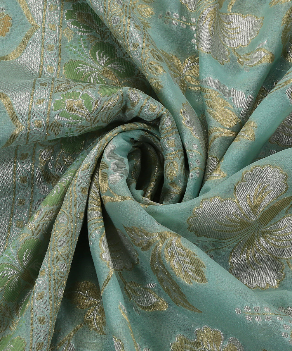Seafoam_Green_Handloom_Pure_Georgette_Banarasi_Dupatta_With_Sona_Rupa_Jaal_WeaverStory_05