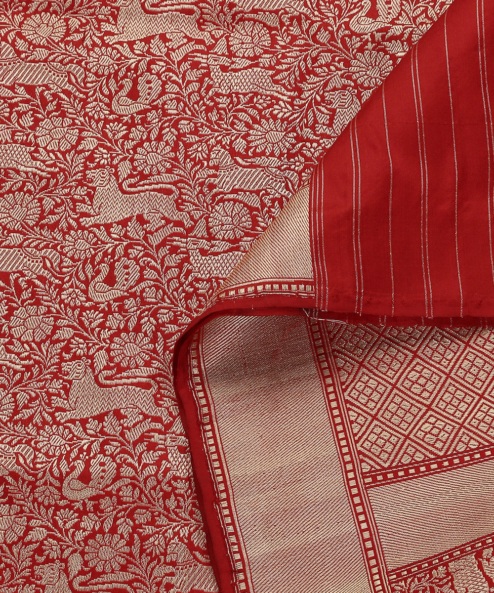 Handloom_Red_Pure_Katan_Silk_Shikargah_Banarasi_Dupatta_WeaverStory_04