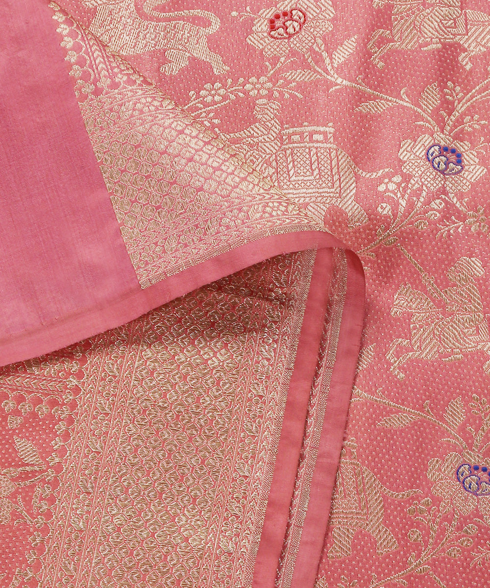 Handloom_Pink_Pure_Katan_Silk_Kimkhab_Banarasi_Dupatta_With_Shikargah_Jaal_And_Meenakari_WeaverStory_04