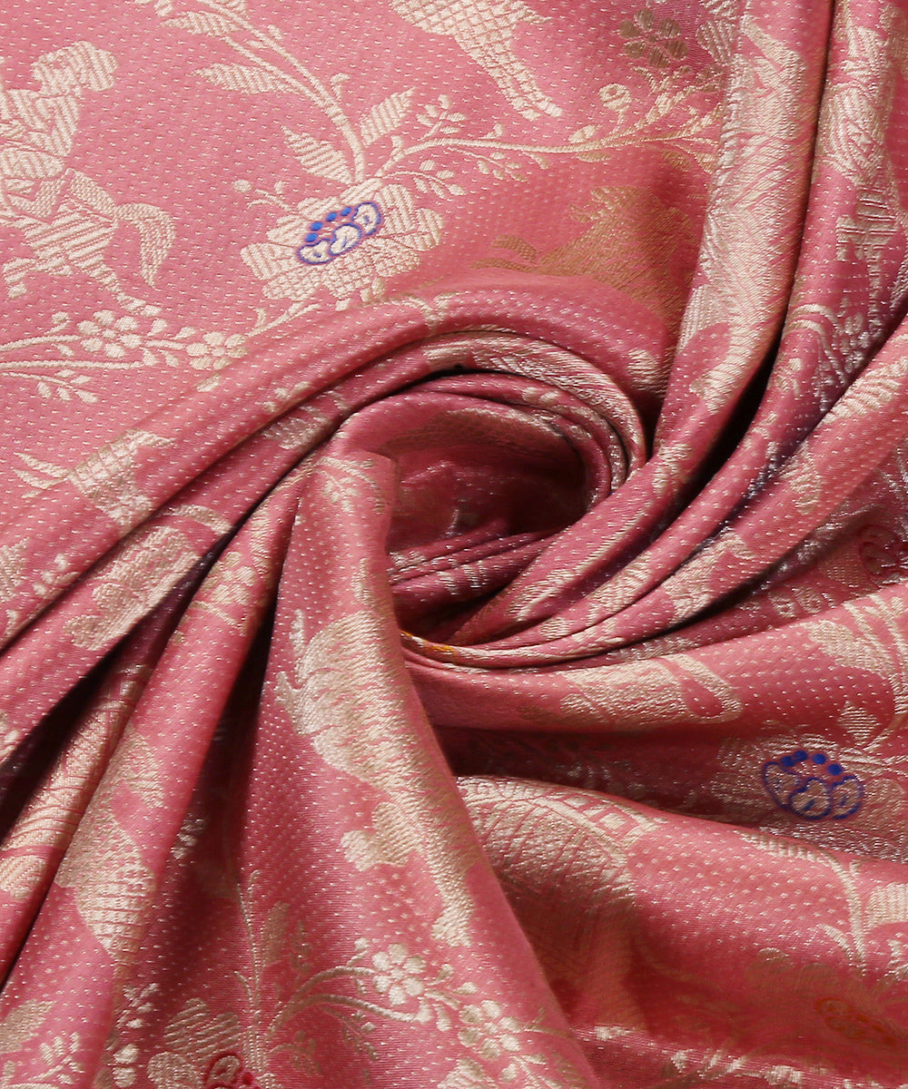 Handloom_Pink_Pure_Katan_Silk_Kimkhab_Banarasi_Dupatta_With_Shikargah_Jaal_And_Meenakari_WeaverStory_05