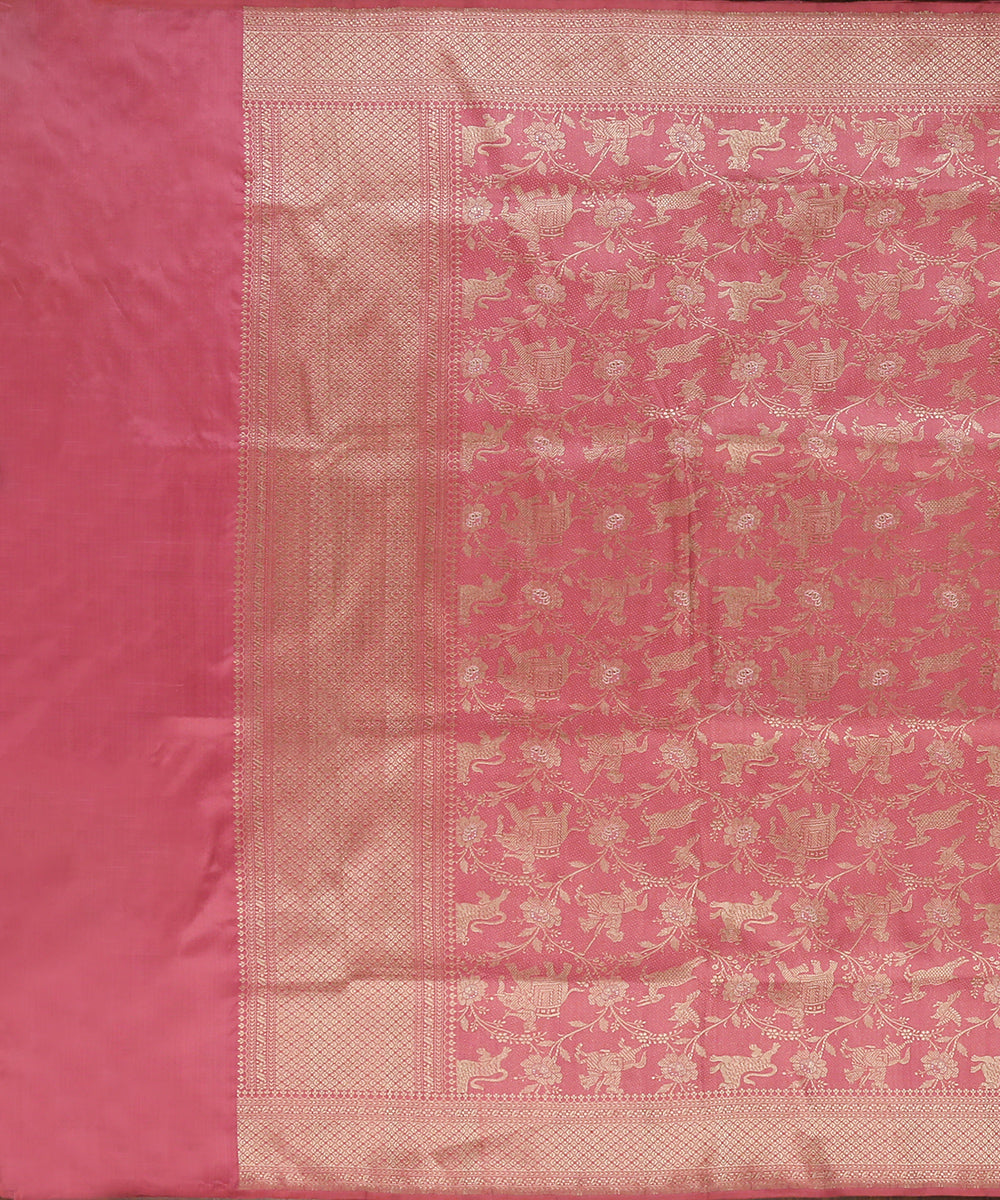 Pink_Handloom_Pure_Katan_Silk_Shikargah_Banarasi_Dupatta_With_Meenakari_WeaverStory_02