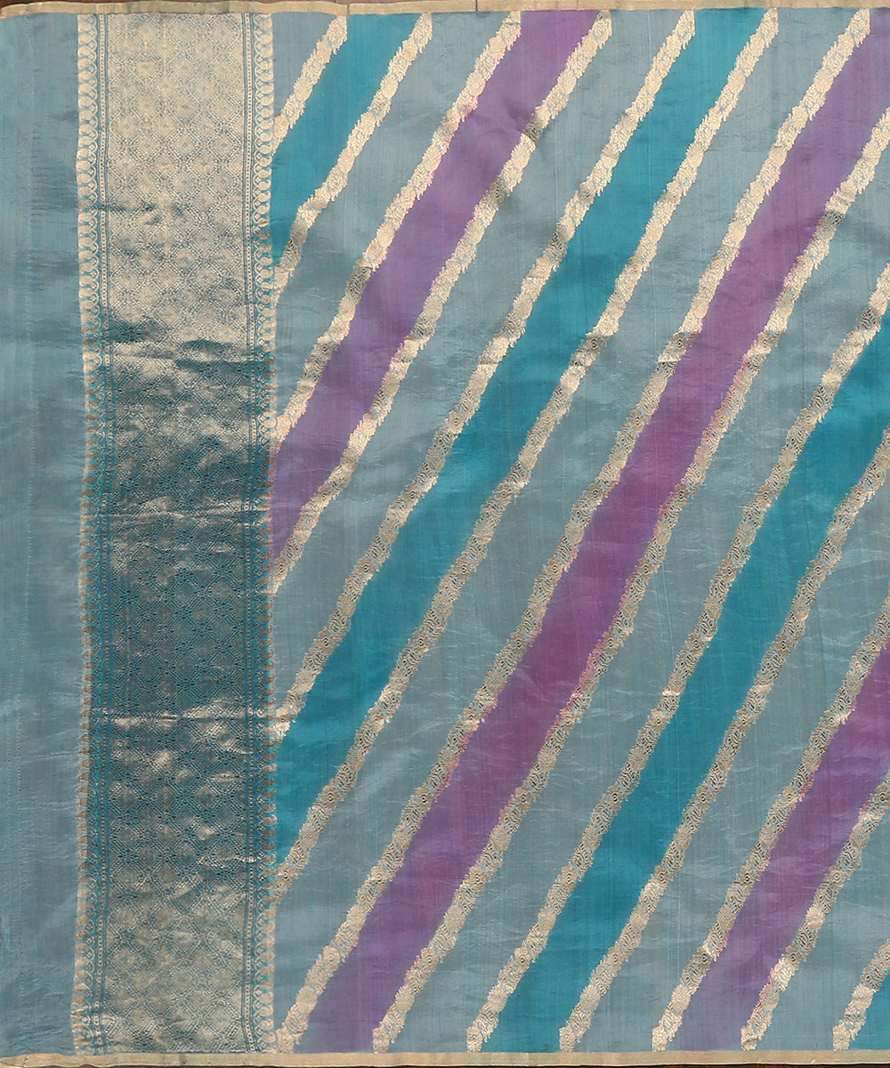 Sky_Blue_And_Purple_Handloom_Rangkaat_Pure_Organza_Dupatta_With_All_Over_Jaal_WeaverStory_02