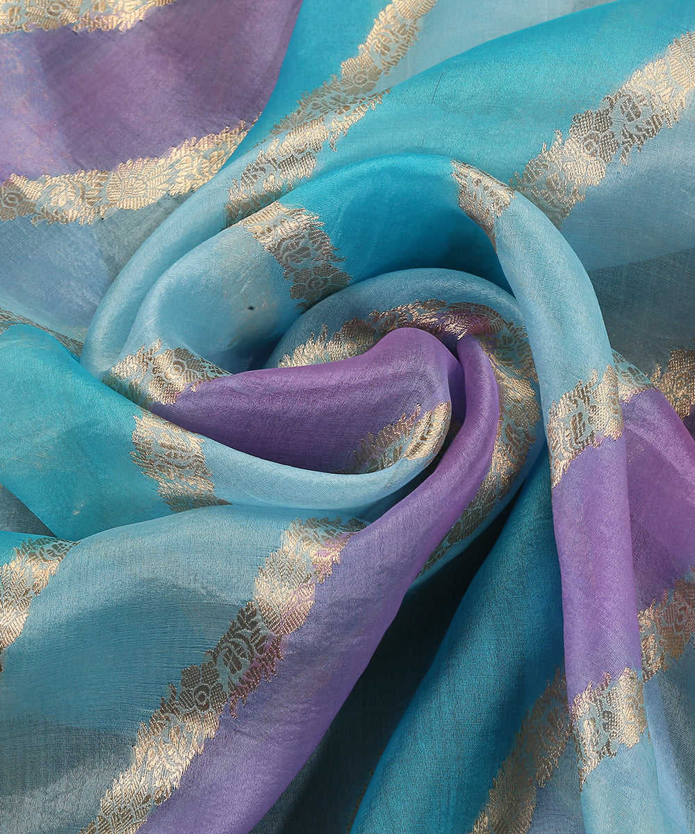 Sky_Blue_And_Purple_Handloom_Rangkaat_Pure_Organza_Dupatta_With_All_Over_Jaal_WeaverStory_05