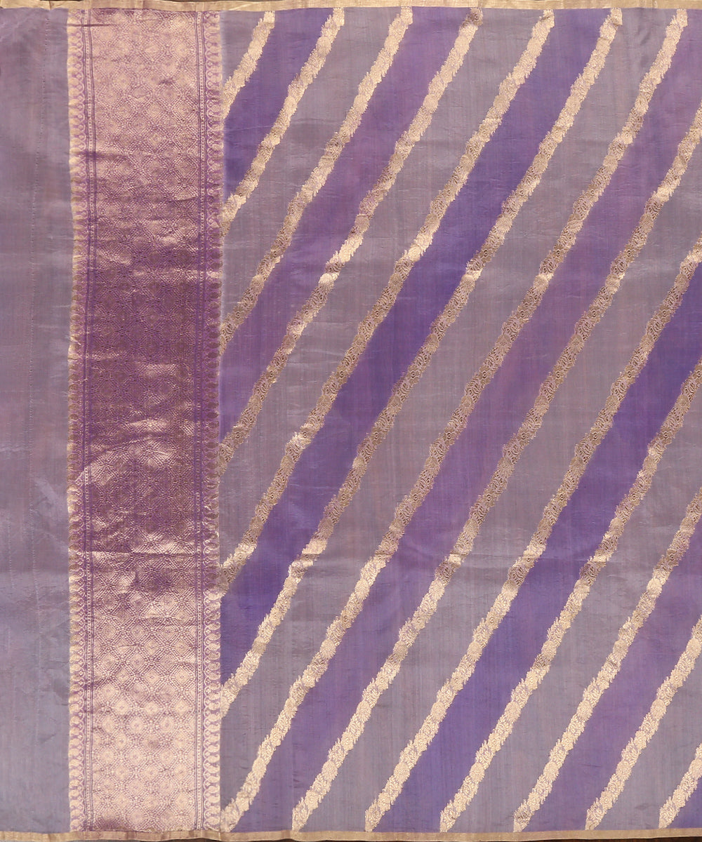 Lavender_Handloom_Rangkaat_Pure_Organza_Dupatta_With_All_Over_Jaal_WeaverStory_02