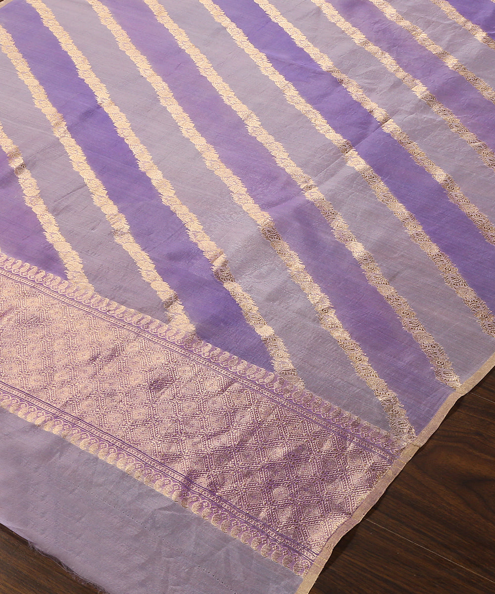 Lavender_Handloom_Rangkaat_Pure_Organza_Dupatta_With_All_Over_Jaal_WeaverStory_03
