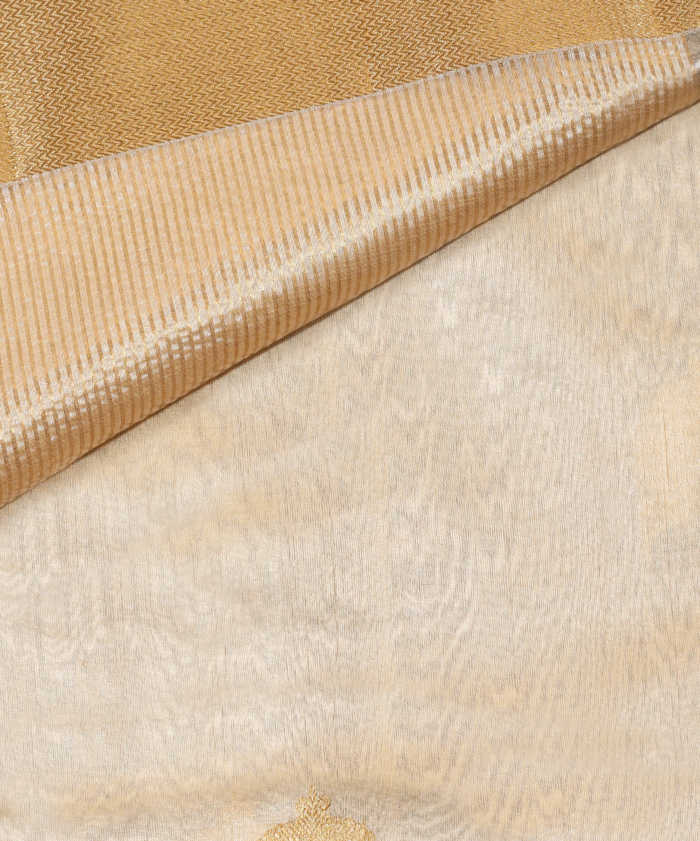 Cream_Handloom_Pure_Chanderi_Silk_Dupatta_With_All_Over_Aanar_Booti_And_Tissue_Border_WeaverStory_04