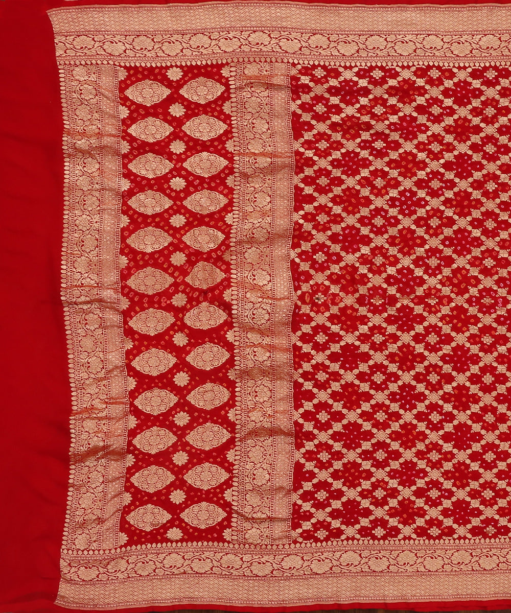 Handloom_Red_Pure_Georgette_Banarasi_Bandhej_Dupatta_WeaverStory_02
