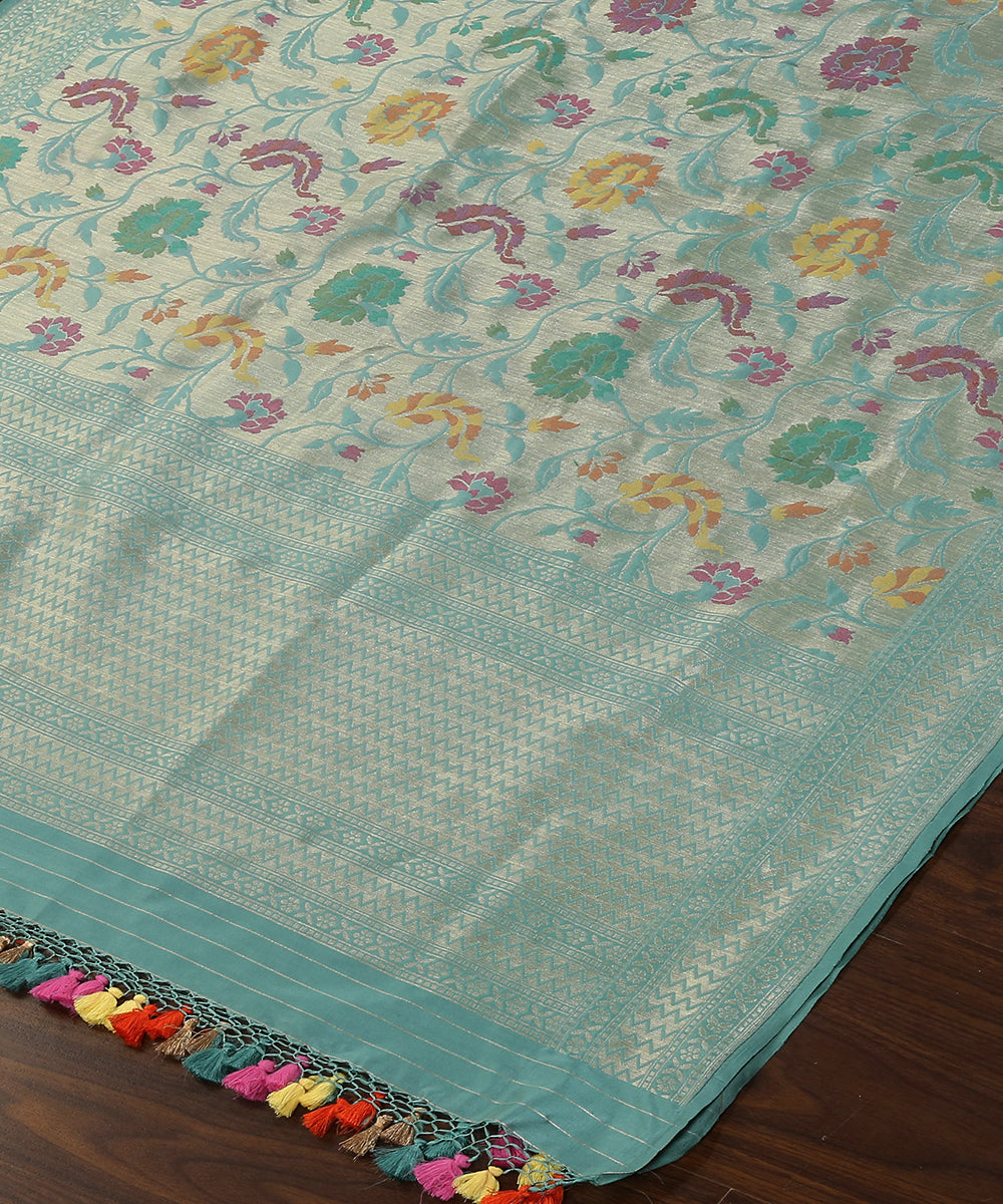 Handloom_Sea_Green_Pure_Katan_Silk_Kimkhab_Banarasi_Dupatta_With_Zari_Base_WeaverStory_03