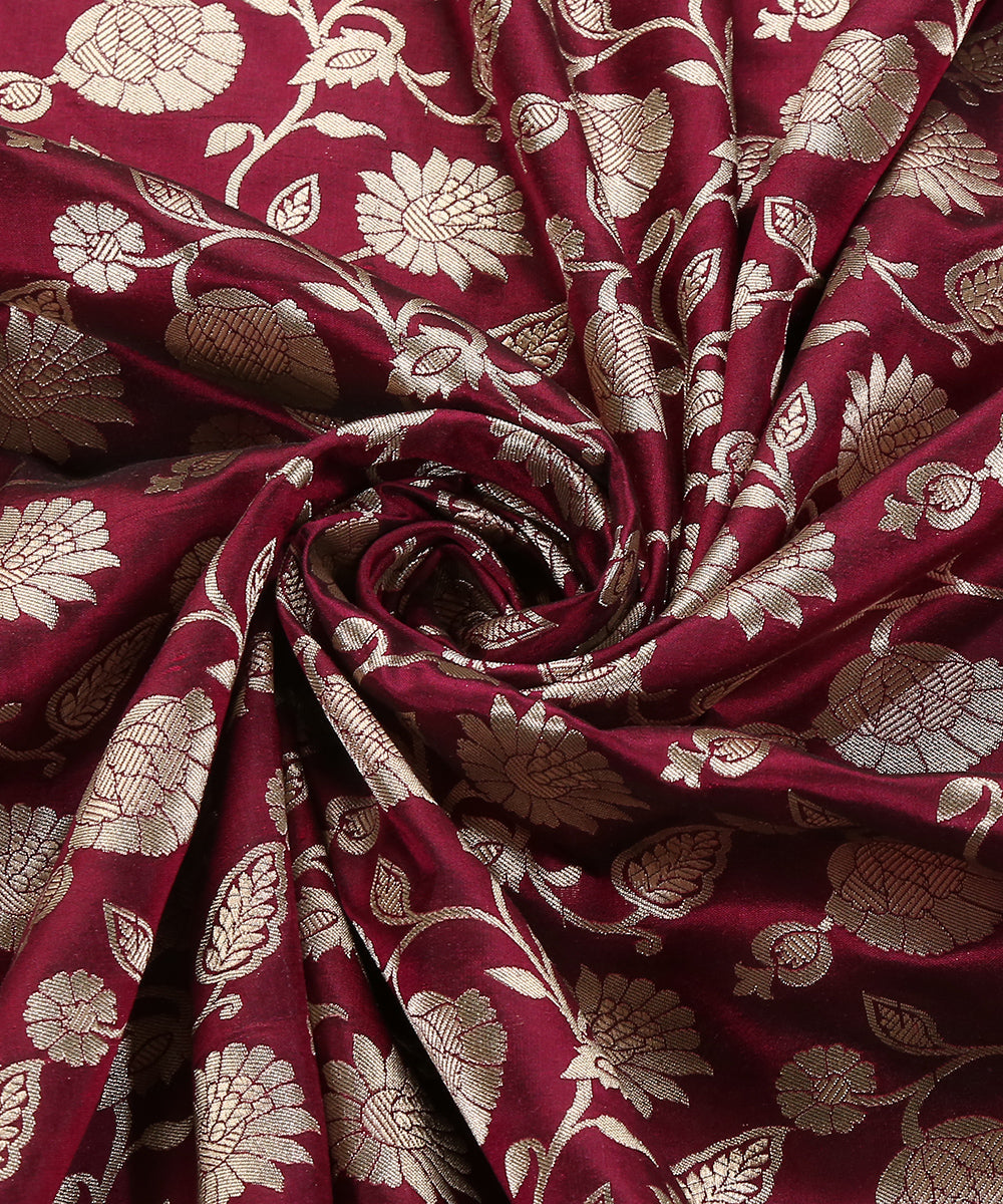 Wine_Handloom_Pure_Katan_Silk_Banarasi_Dupatta_With_Jaal_WeaverStory_05