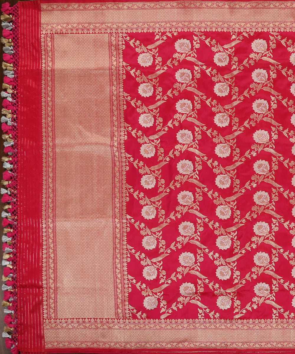 Rani_Pink_Handloom_Pure_Katan_Silk_Banarasi_Dupatta_With_Jaal_WeaverStory_02