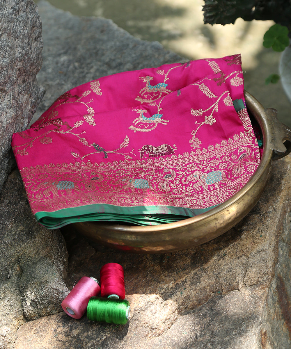 Magenta_Handloom_Pure_Katan_Silk_Banarasi_Dupatta_With_Meenakari_WeaverStory_01