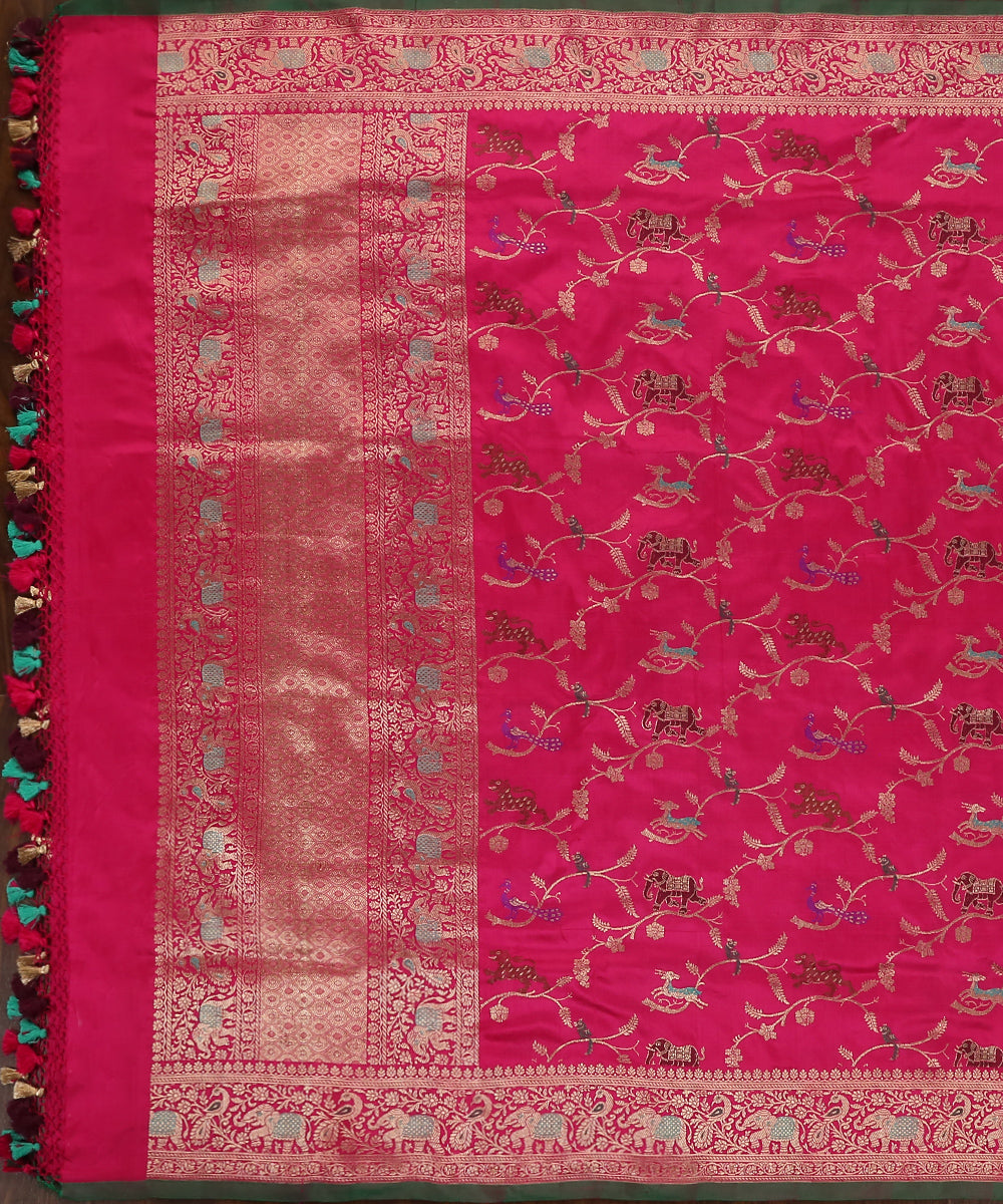 Magenta_Handloom_Pure_Katan_Silk_Banarasi_Dupatta_With_Meenakari_WeaverStory_02