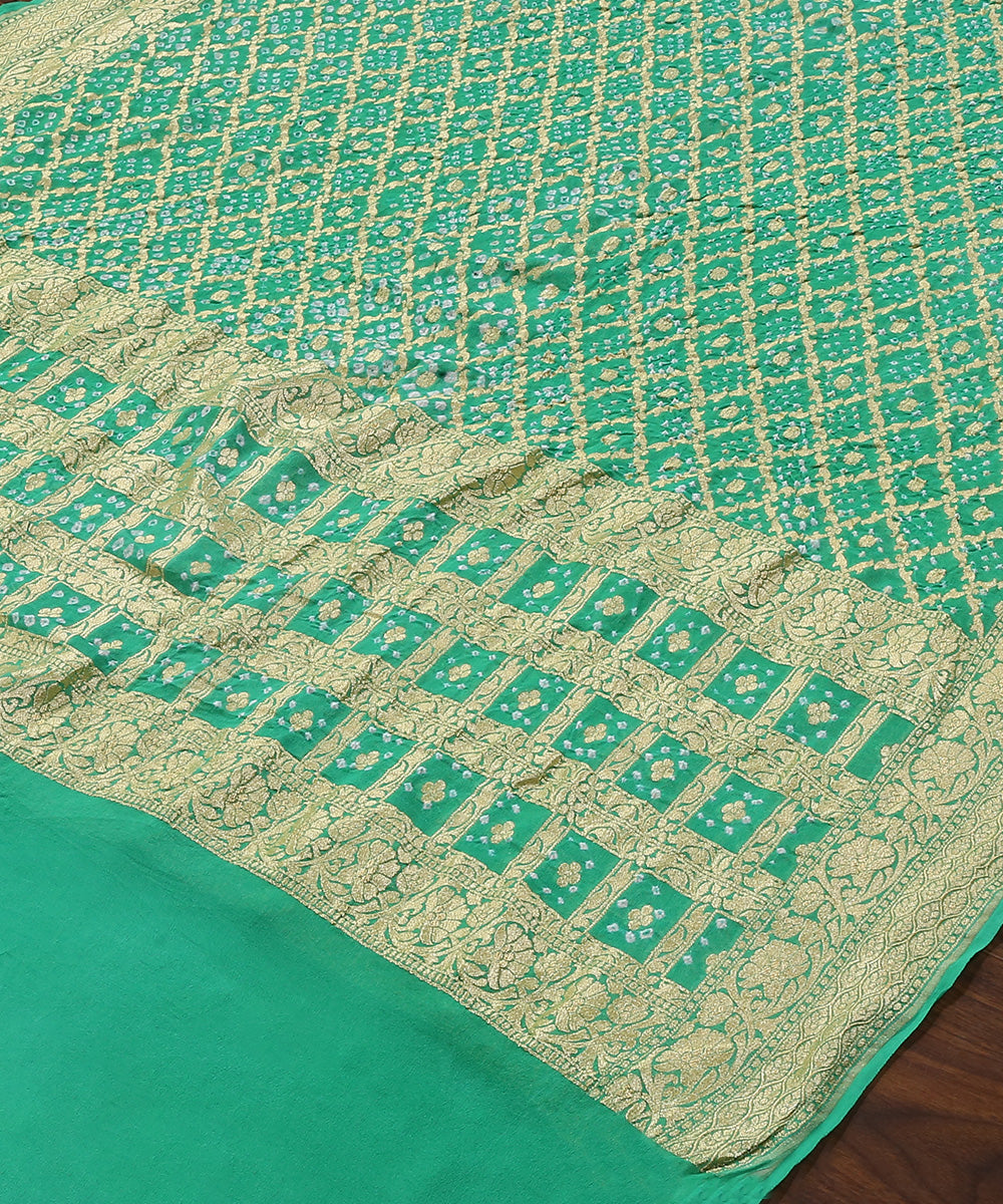 Handloom_Sea_Green_Banarasi_Bandhej_Pure_Georgette_Dupatta_With_Cutwork_Weave_WeaverStory_03