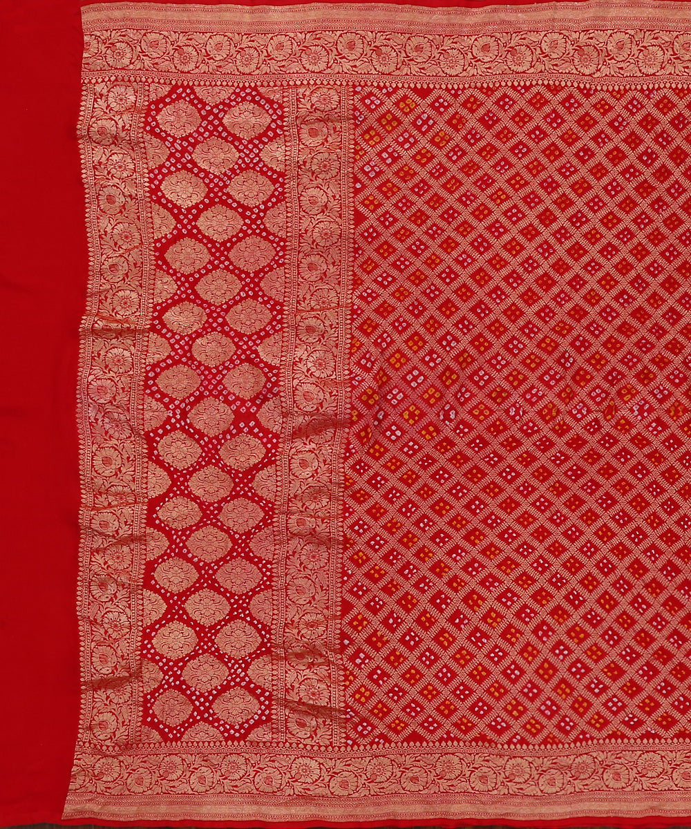 Handloom_Red_Banarasi_Bandhej_Pure_Georgette_Dupatta_With_Cutwork_Weave_WeaverStory_02