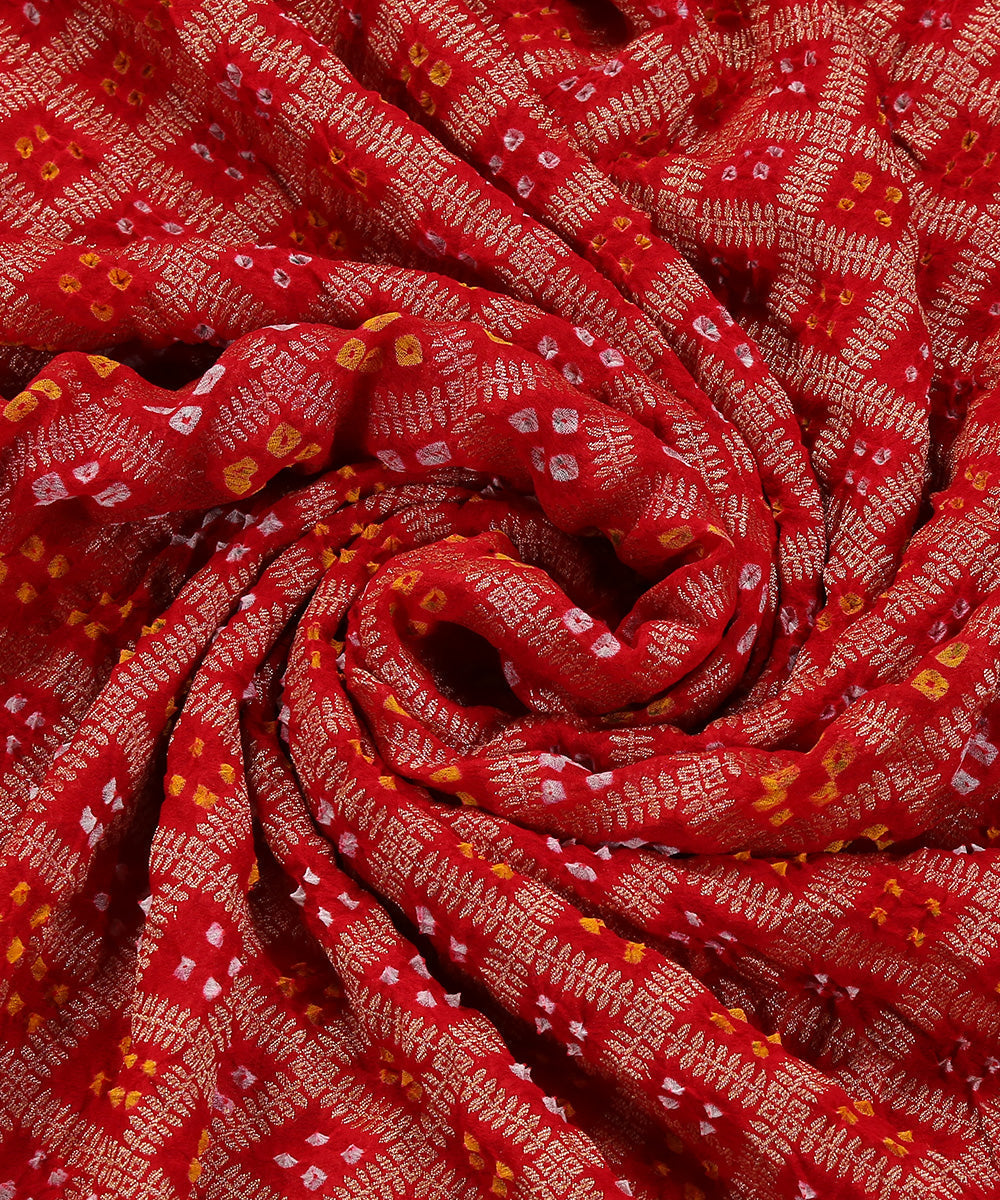 Handloom_Red_Banarasi_Bandhej_Pure_Georgette_Dupatta_With_Cutwork_Weave_WeaverStory_05