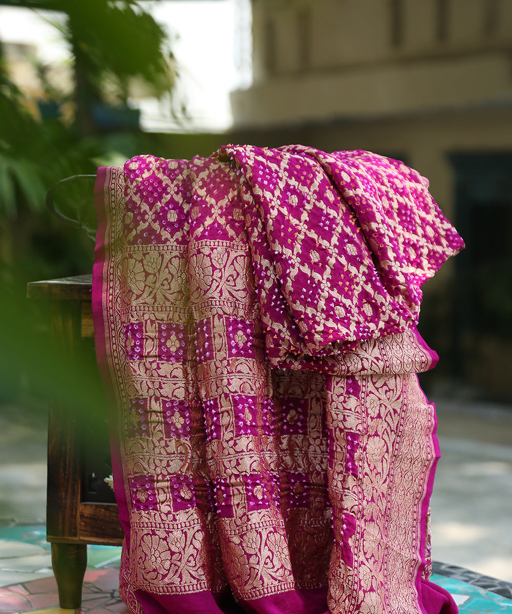 Handloom_Plum_Pure_Georgette_Banarasi_Bandhej_Dupatta_With_Cutwork_Weave_WeaverStory_01
