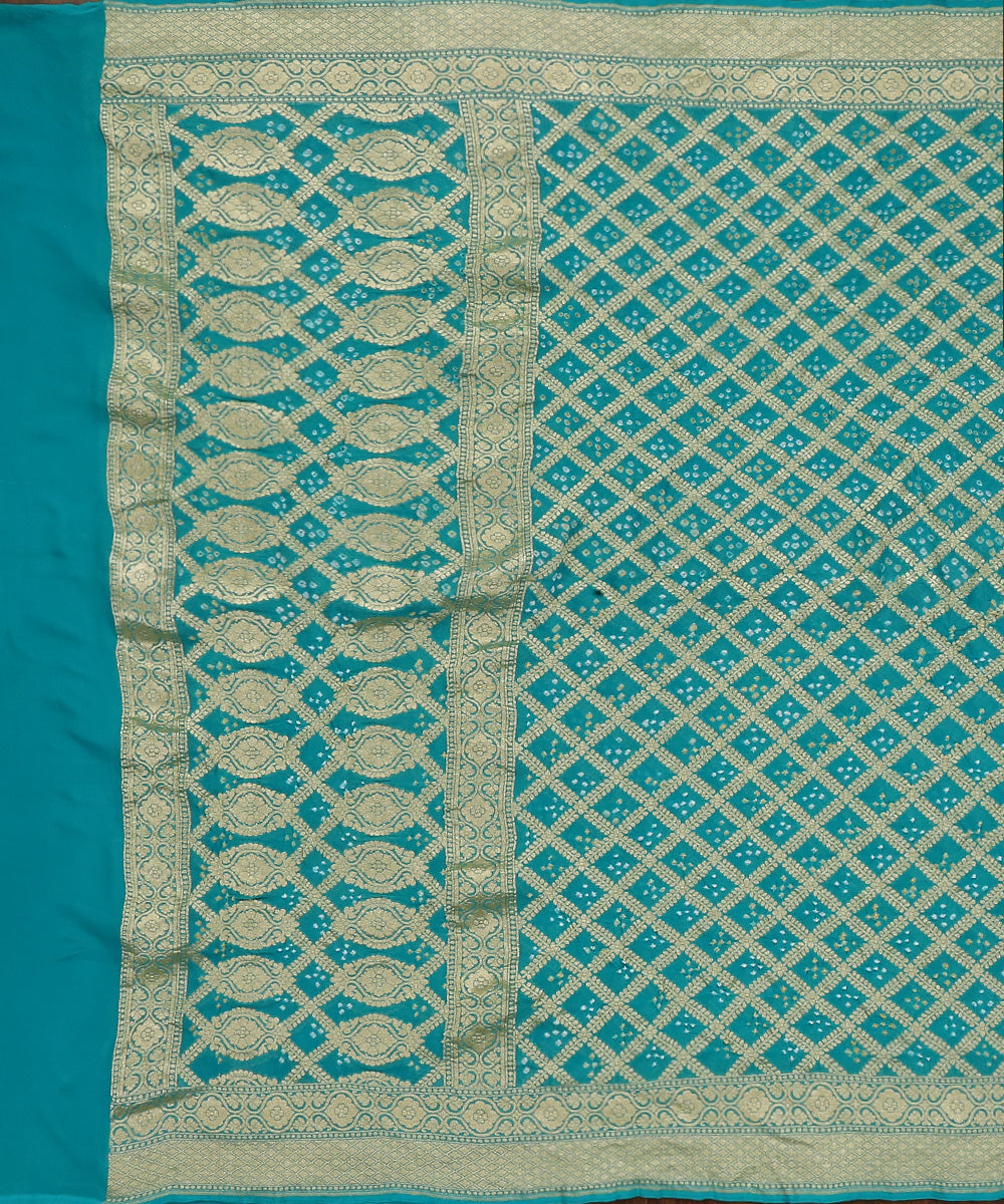 Aqua_Blue_Handloom_Pure_Georgette_Banarasi_Bandhej_Dupatta_With_Cutwork_Weave_WeaverStory_02