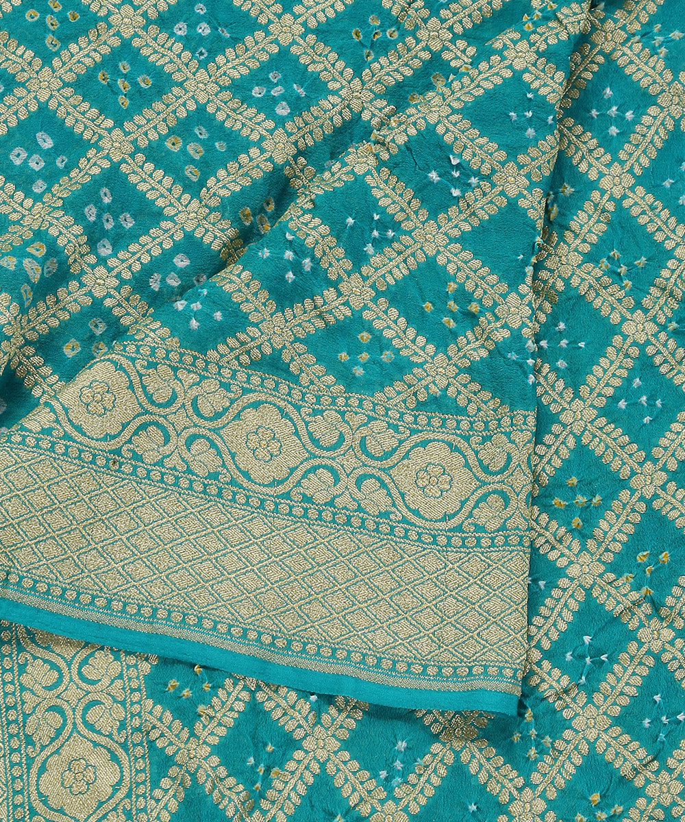 Aqua_Blue_Handloom_Pure_Georgette_Banarasi_Bandhej_Dupatta_With_Cutwork_Weave_WeaverStory_04